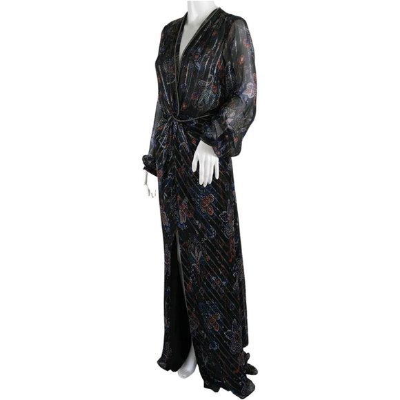 Veronica Beard Women's Kaira Metallic Floral Maxi Dress Black Multi Sz 6, 10 - Picture 4 of 8